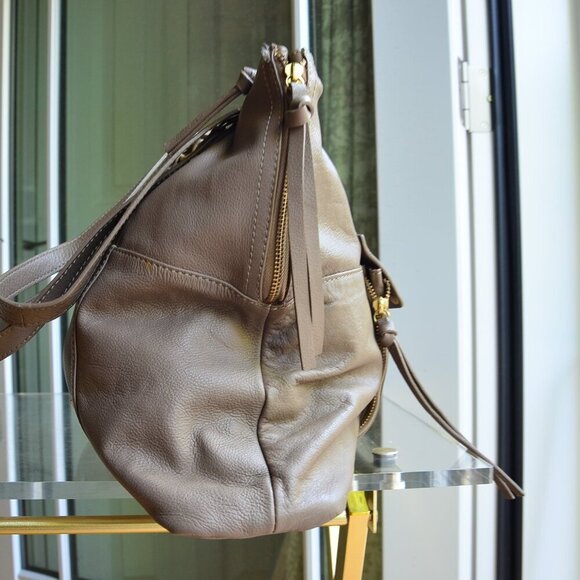 Kooba Tote Handbag Shopper Everette Leather Taupe Gray Zippers Tassels Large - Picture 11 of 16